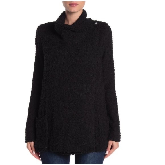 Bobeau Boucle Popcorn Draped Button Cardigan - Picture 3 of 6